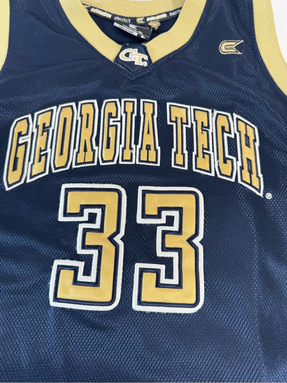 Georgia Tech #33 Blue Stitched Youth Jersey Large 14-16 Colosseum Yellow Jackets
